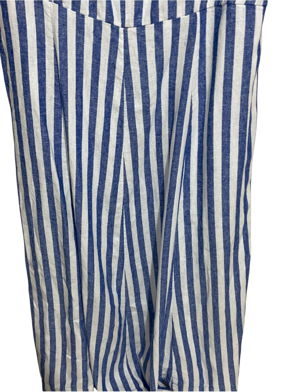 Old Navy Dress Womens XL Linen Blend Smocked Pockets Coastal Nautical Beach Blue - Picture 11 of 11